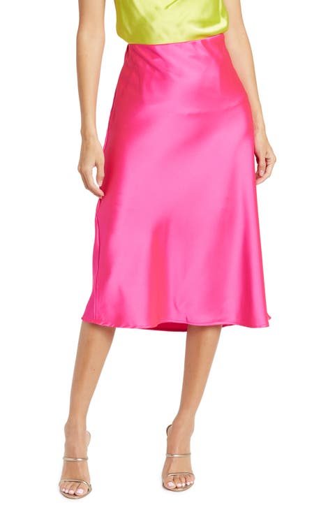 Solid Satin Midi Skirt