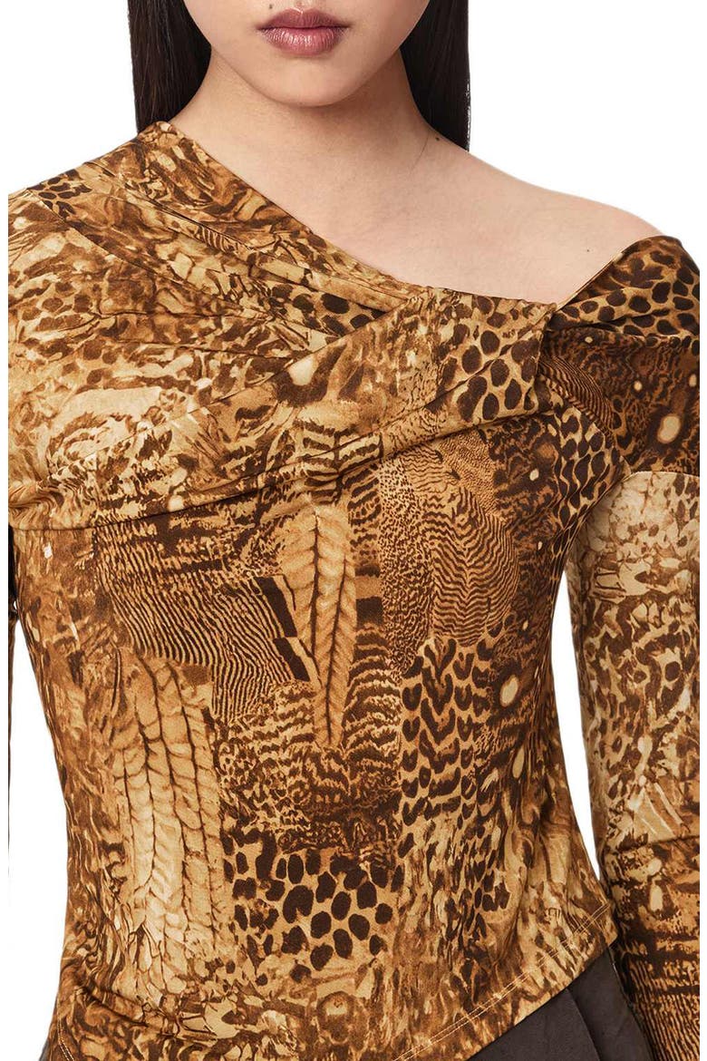 Arlie Asymmetrical Neck Long Sleeve Top, Alternate, color, BLIXA GOLD