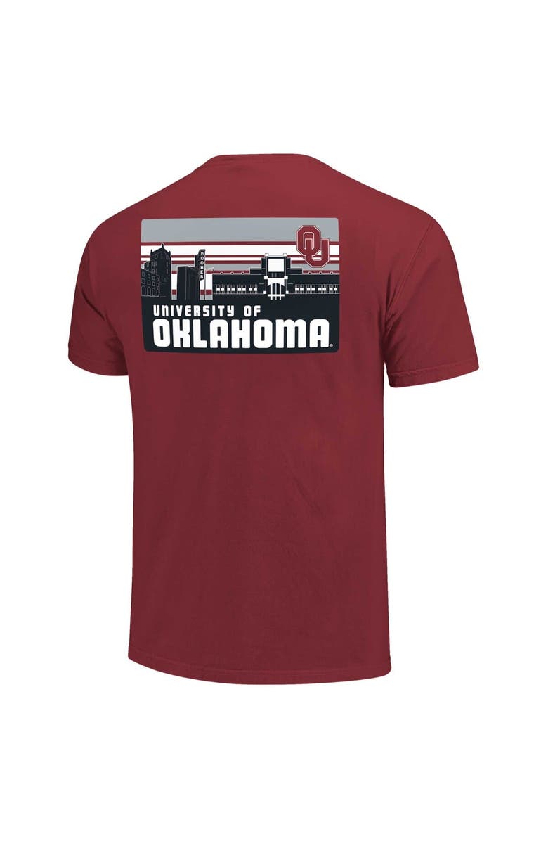 IMAGE ONE Men's Crimson Oklahoma Sooners Striped Campus Skyline T-Shirt, Alternate, color, Crimson