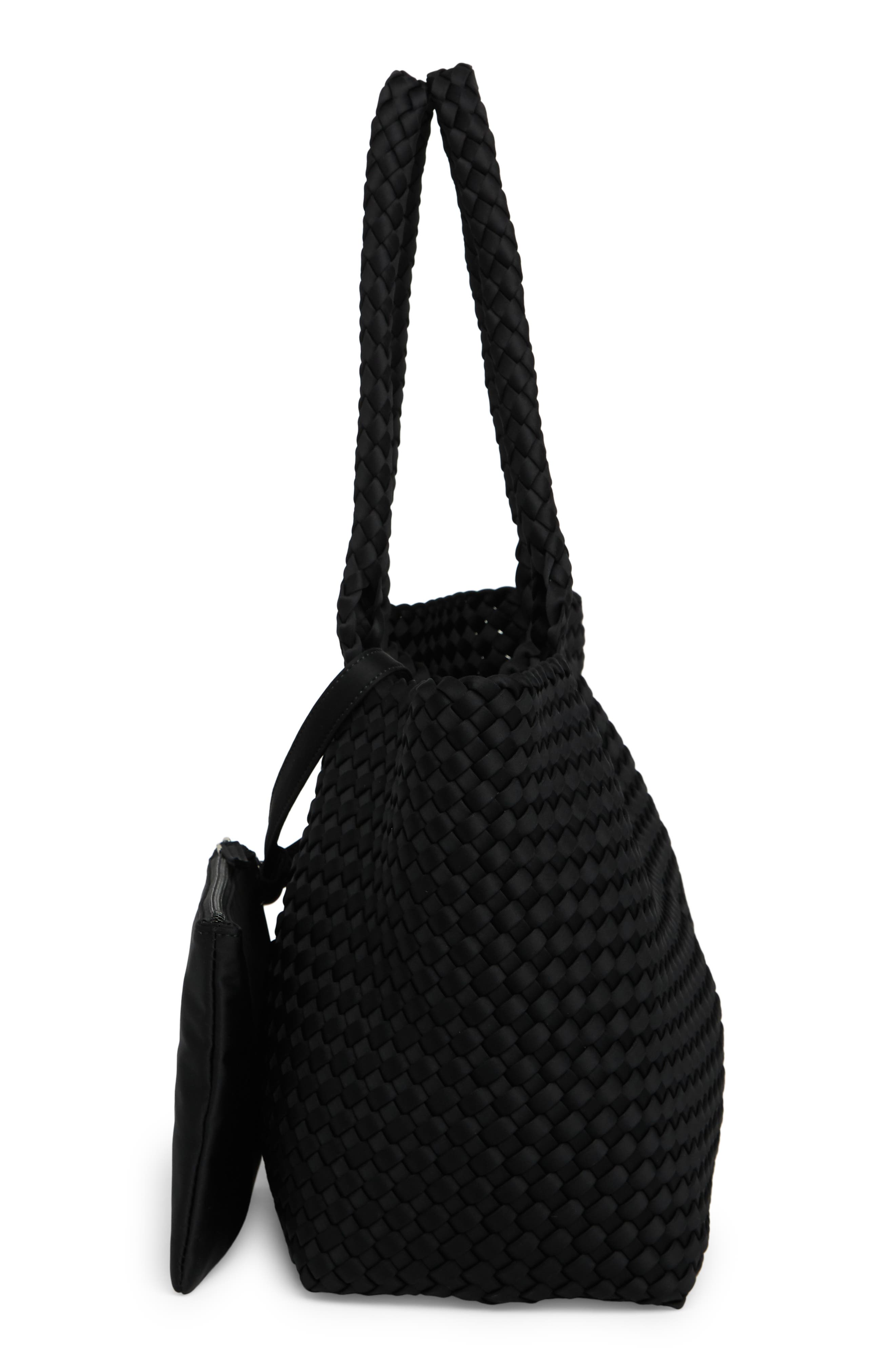 BCBG Woven Large Tote Bag & Pouch Set, Alternate, color, Black