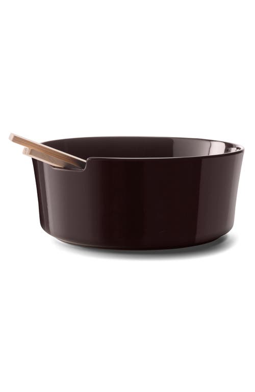 Lsa Collective Salad Glass Bowl With Wooden Servers In Brown