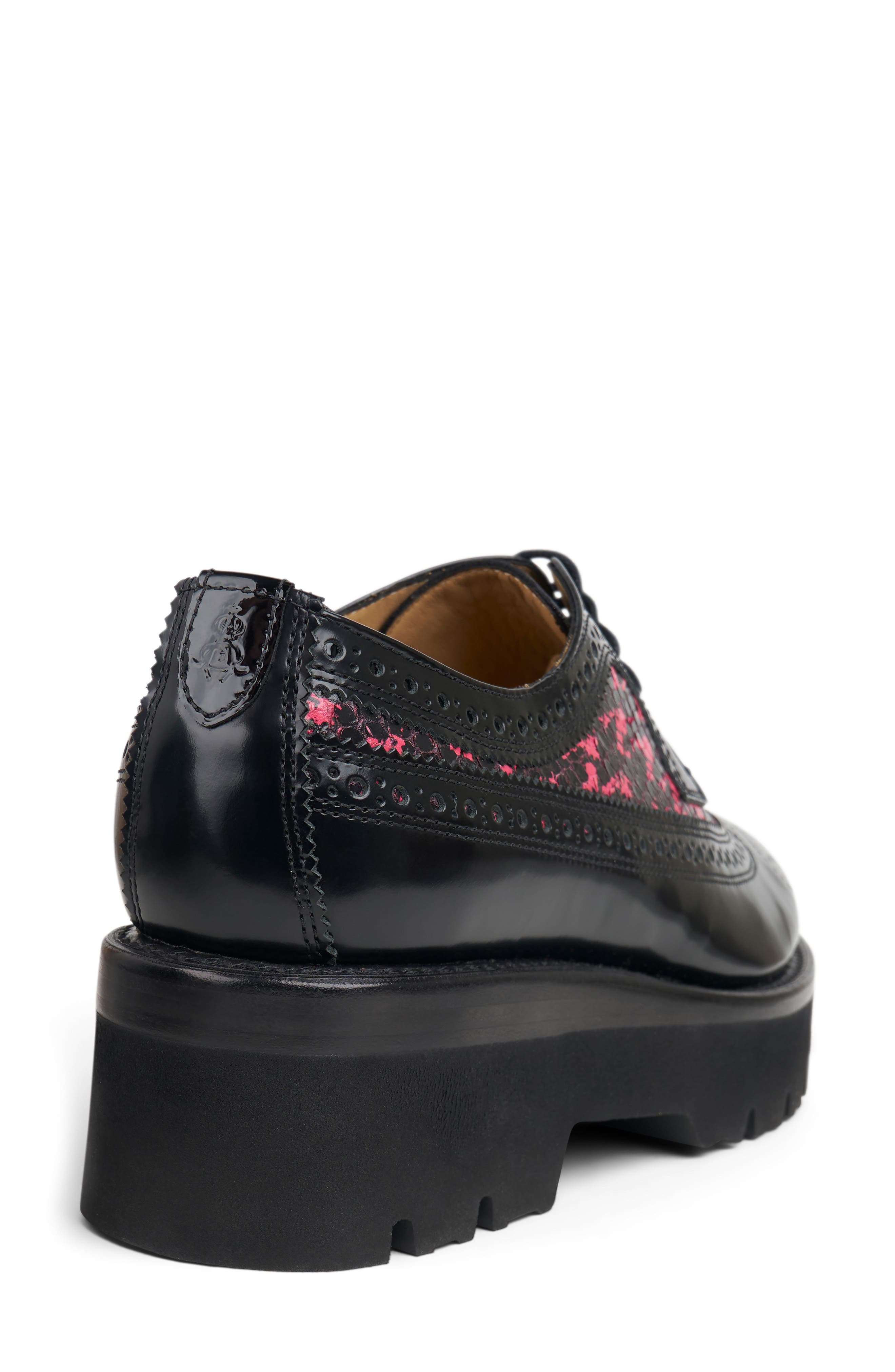 The Office of Angela Scott Miss Lucy Wingtip Platform Derby, Alternate, color, Black/ Pink Snake