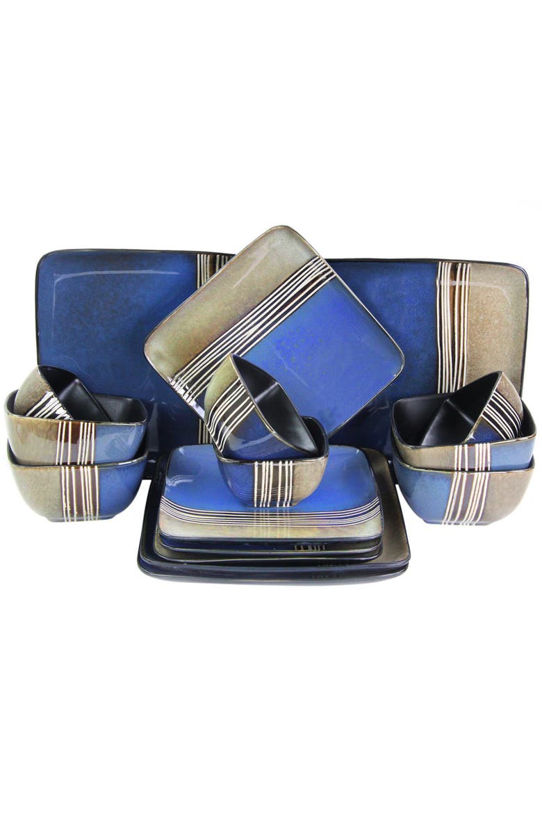 Uptown Loft 16 Piece Double Bowl Dinnerware Set, Alternate, color, Blue