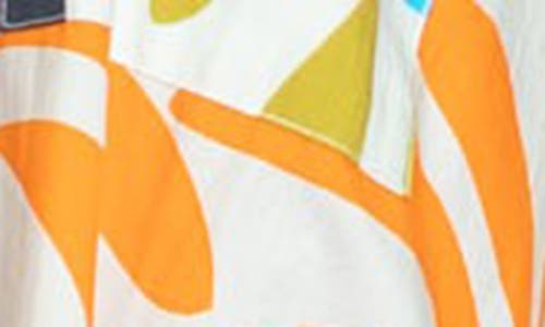 Apny Boyfriend Button Up Top In Sunshine Multi In White/orange Multi