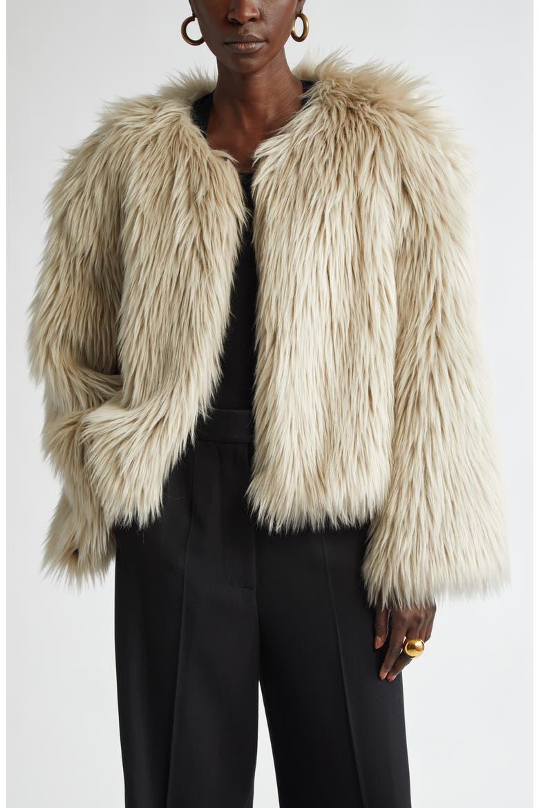 Faux Fur Crop Jacket, Main, color, MASTIC