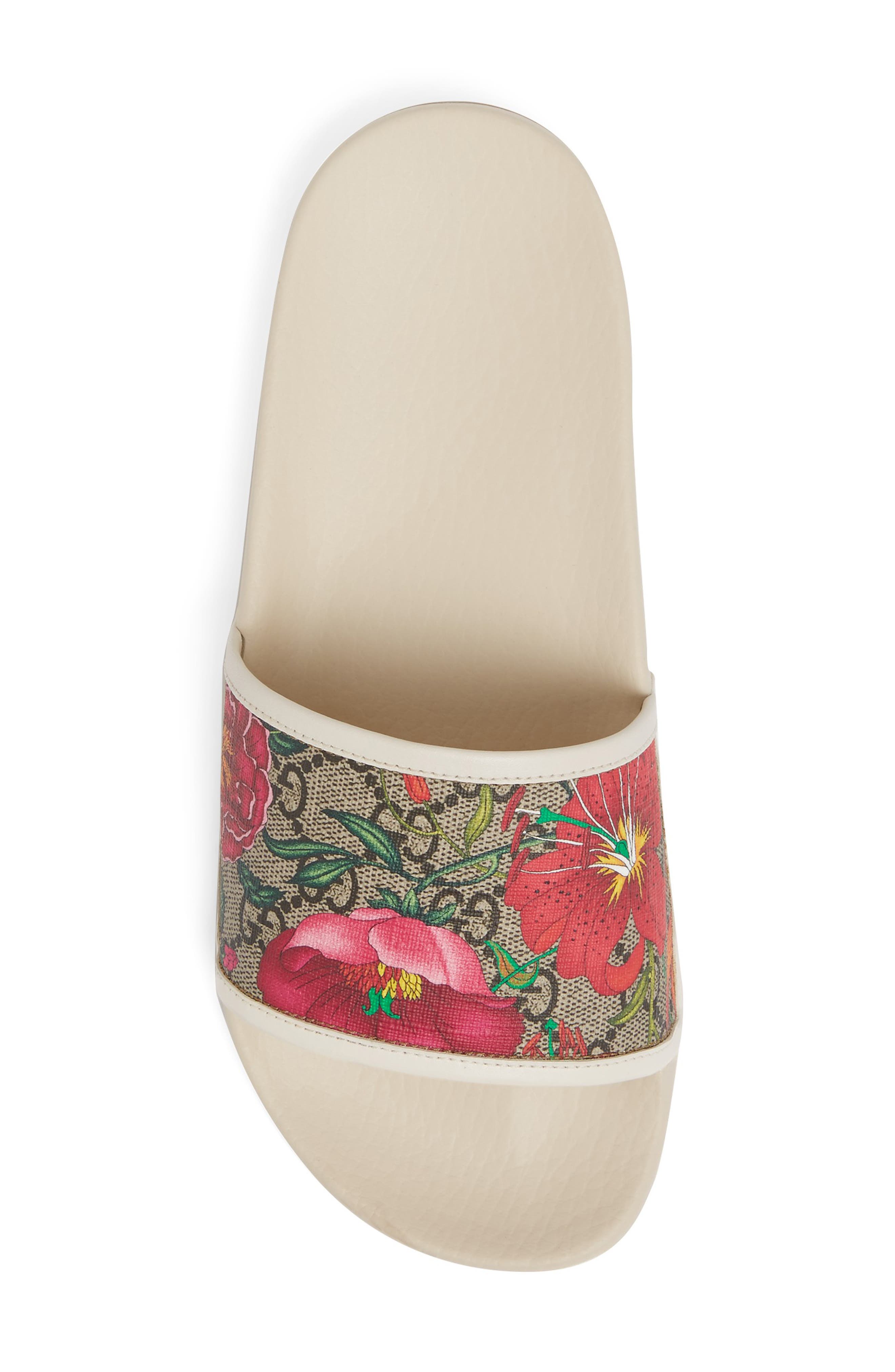 Gucci Floral GG Supreme Slide Sandal, Alternate, color, 
