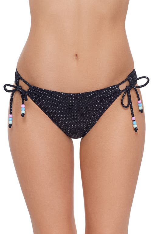Stevie Adjustable Side Tie Scoop Bikini Bottom In Black