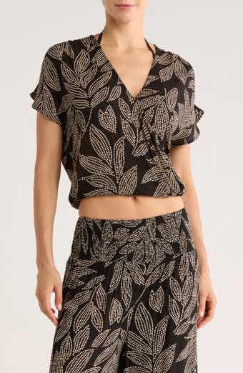 Elan Short Sleeve Crop Cover-Up Top