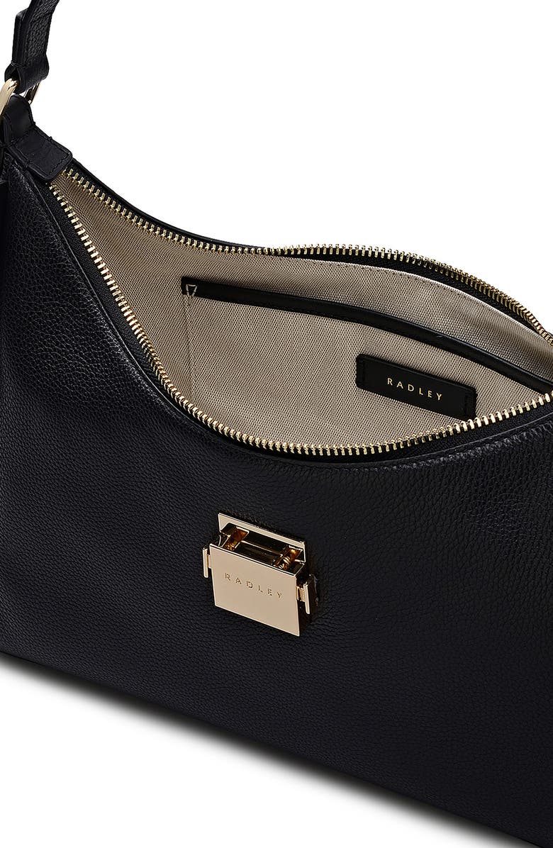 Radley Sloane Mews Pebbled Leather Shoulder Bag, Alternate, color, Black