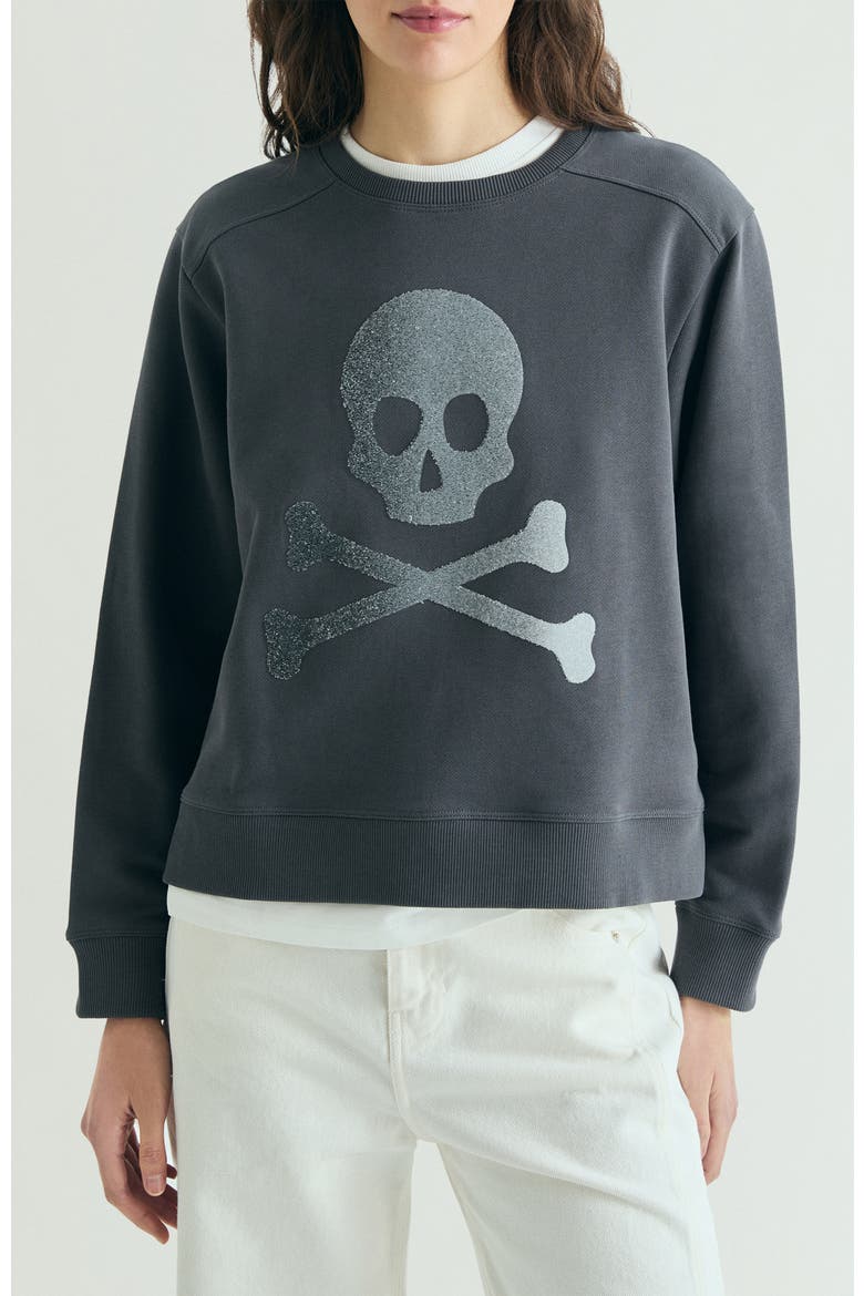 Skull Glitter Sweatshirt, Main, color, DarkGrey