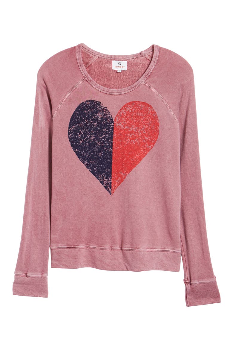 Split Heart Terry Sweatshirt, Alternate, color, VINTAGE WILD BERRY