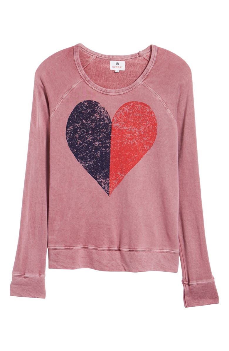 Sundry Split Heart Terry Sweatshirt, Alternate, color,