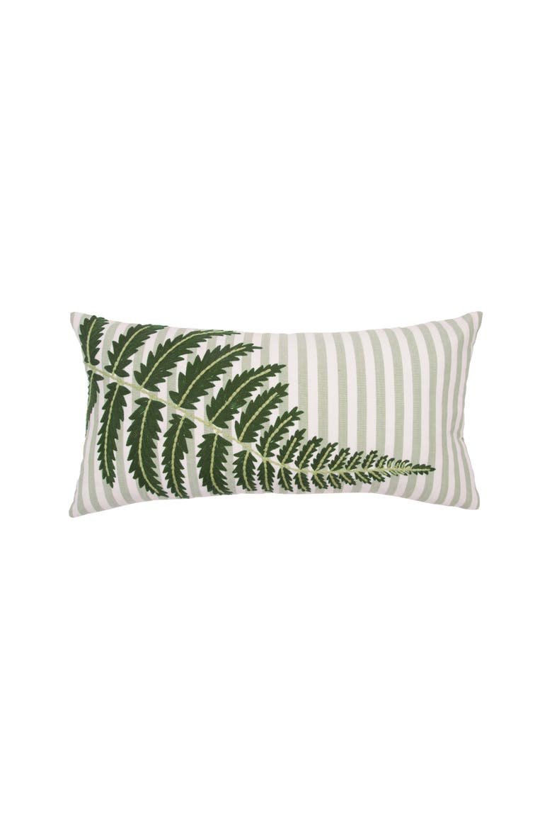 Fern Leaves Stripes Embroidered Woven Throw Pillow, 12" x 24", Main, color, Green