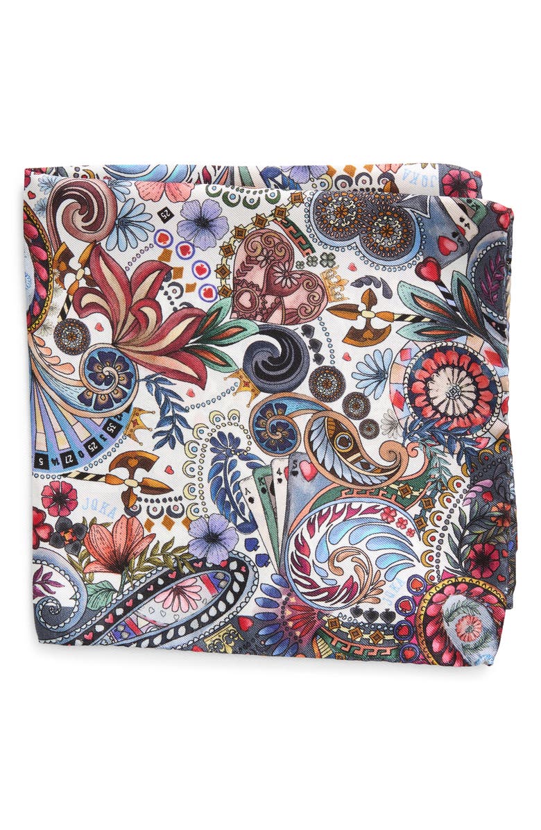 Eton Paisley Motif Silk Pocket Square, Main, color,