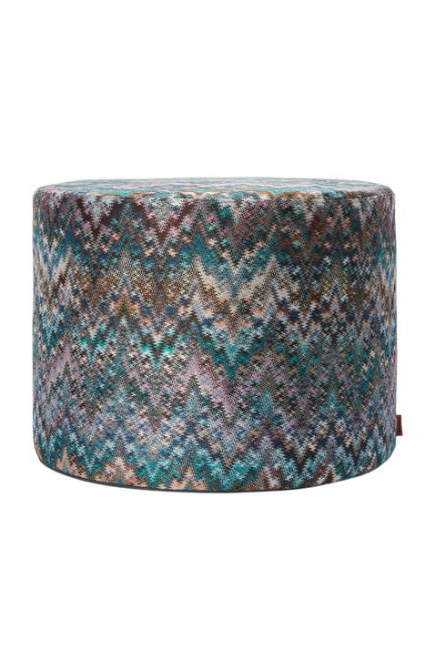 Parrot Cylindrical Pouffe 40x30 Cm With Zigzag Pattern