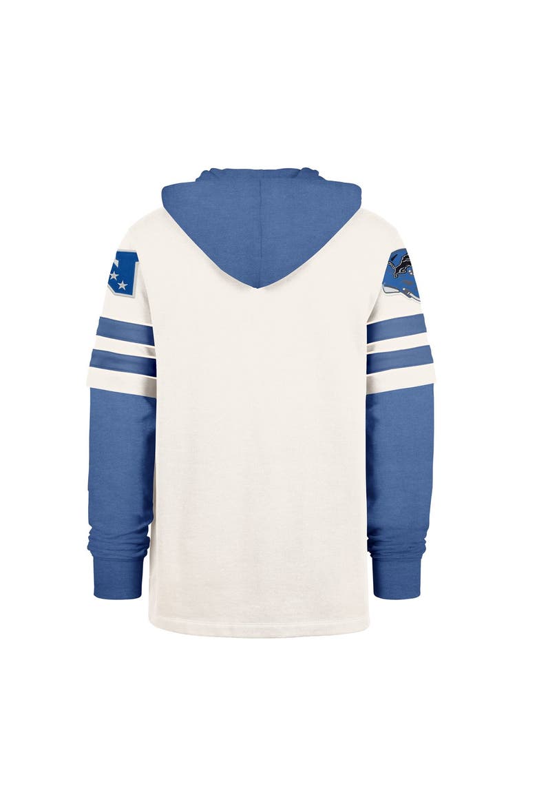 Men's '47  Cream Detroit Lions Split Zone Cornerback Duo Lacer Hoodie, Alternate, color, Cream