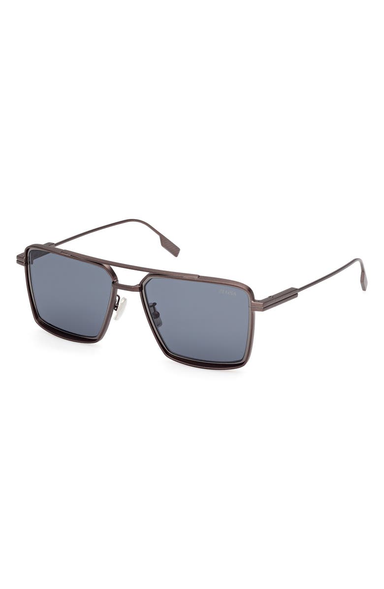 ZEGNA 56mm Navigator Sunglasses, Alternate, color, Matte Dark Bronze / Gunmetal
