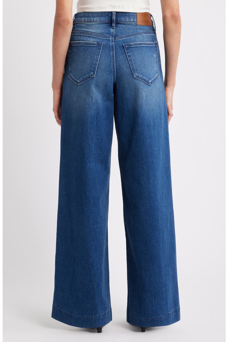 Pintuck High Waist Wide Leg Jeans, Alternate, color, DARK WASH