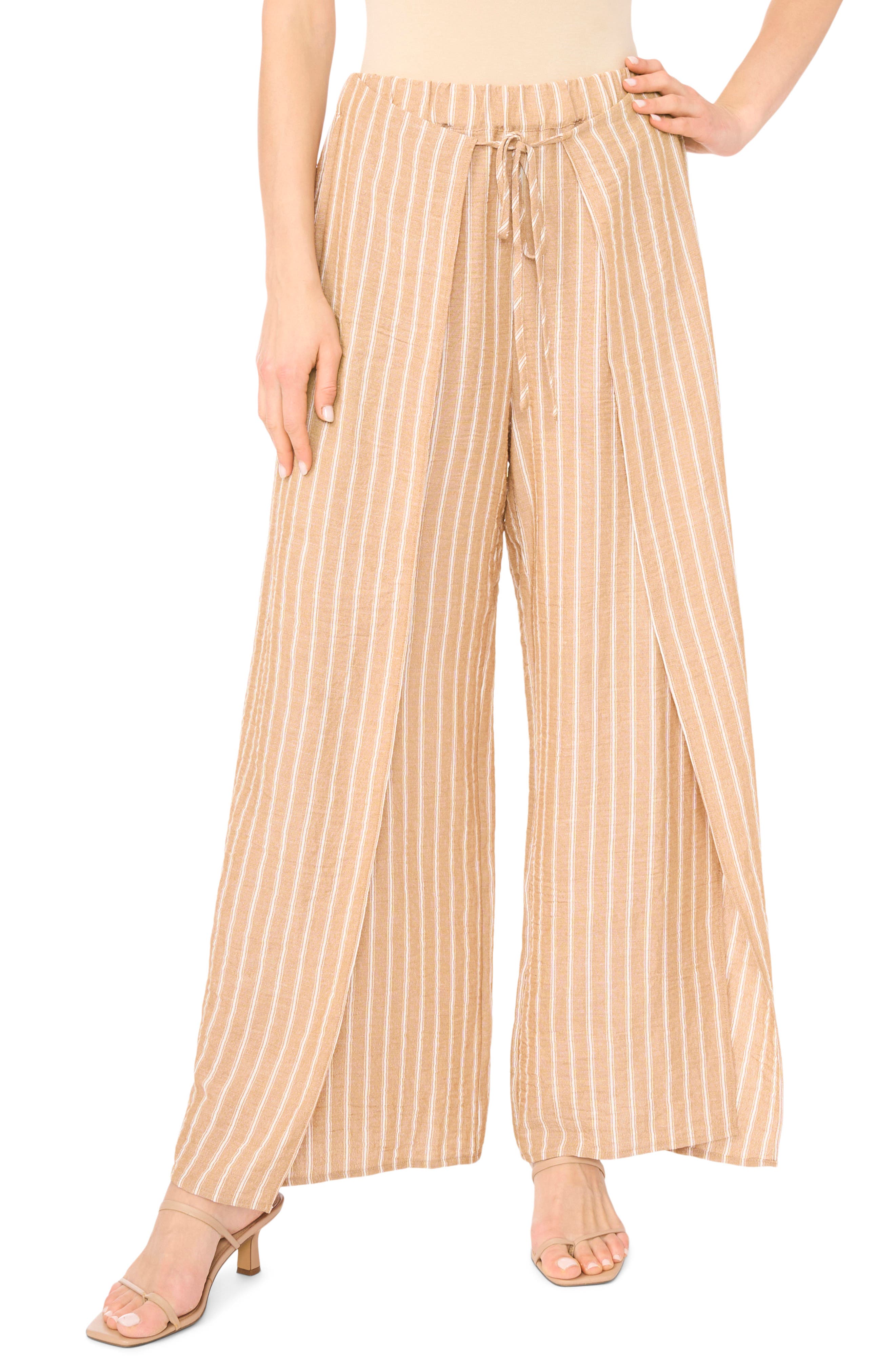 Halogen® Tie Front Overlay Wide Leg Pants