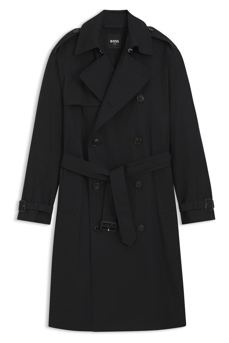 Jared Double Breasted Trench Coat, Main, color, BLACK