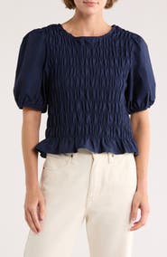 Sanctuary Nanette Puff Sleeve Smocked Crop Top