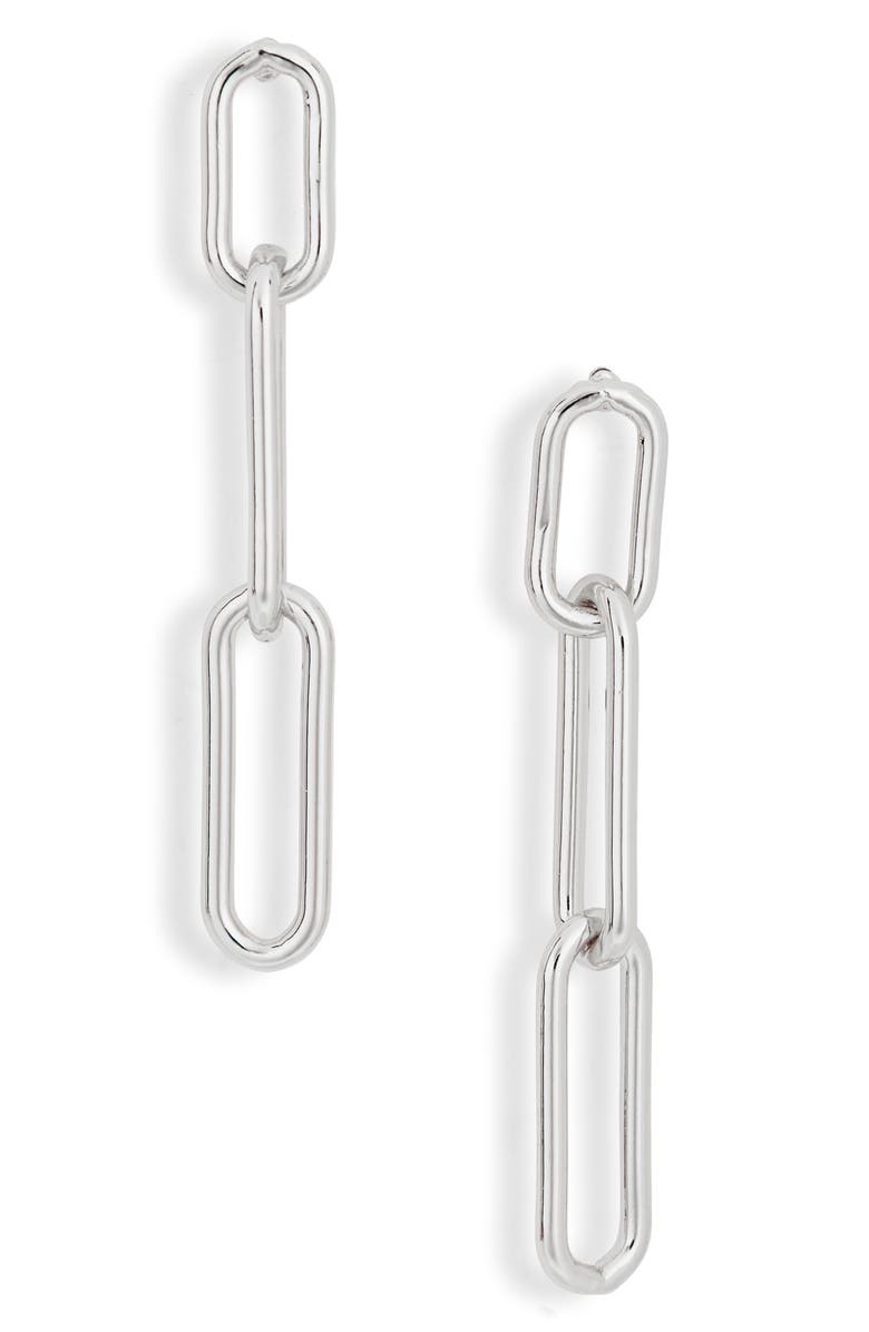 NORDSTROM RACK Demi Fine Triple Link Linear Drop Earrings, Main, color, Silver