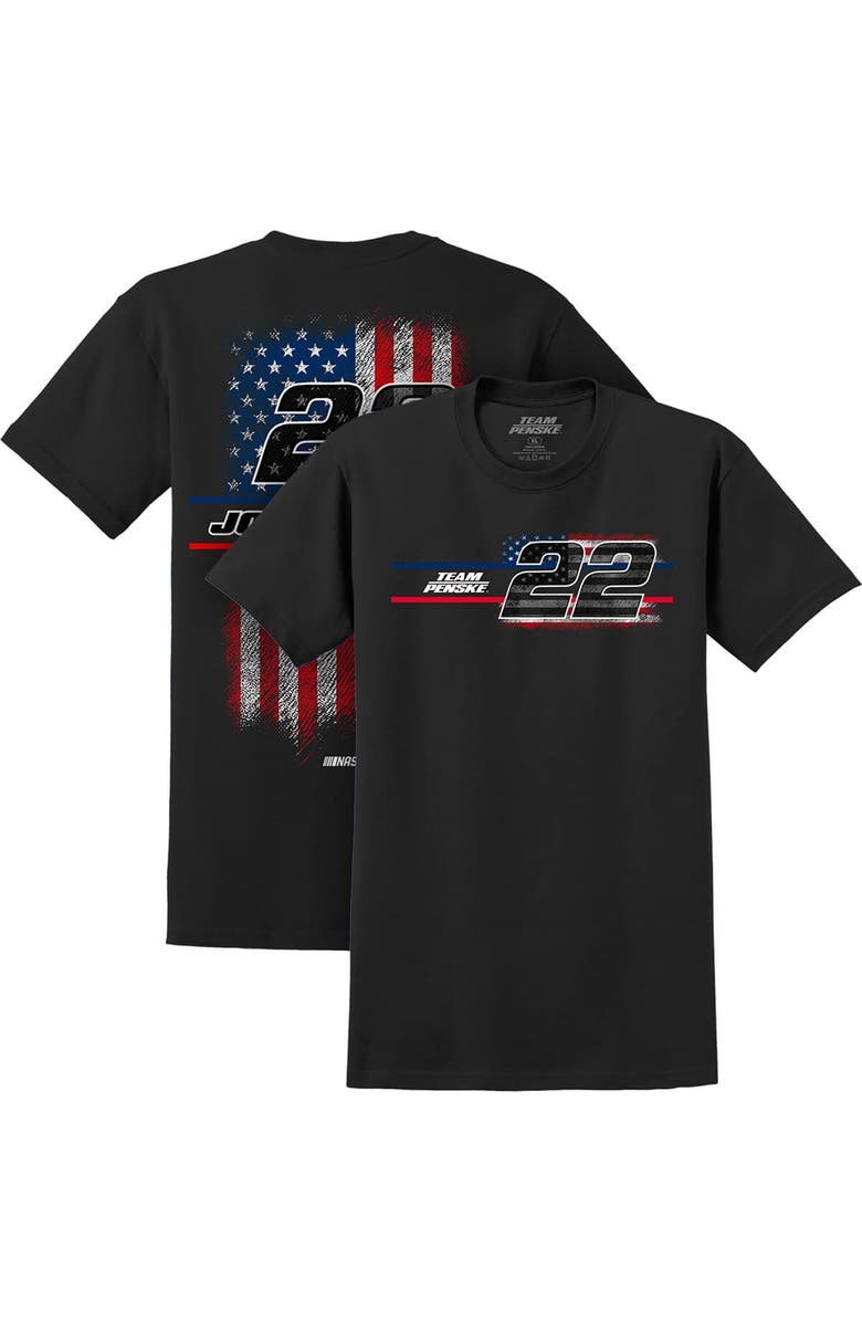 TEAM PENSKE Men's Team Penske  Black Joey Logano American Flag T-Shirt, Main, color, Black