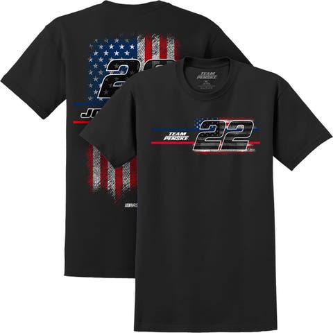 Men's Team Penske  Black Joey Logano American Flag T-Shirt