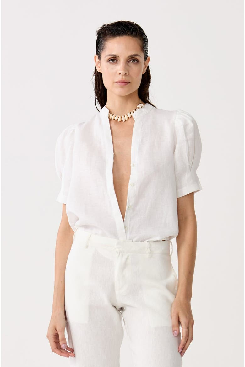 Athina Linen Shirt, Main, color, Off White