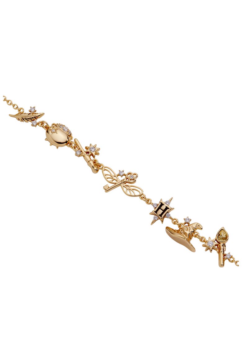 Harry Potter Mixed Icon Inline Charm Bracelet, Alternate, color, Gold
