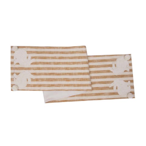 Easter Bunnies Tufted Stripes 100% Cotton Table Runner 14" x 72"