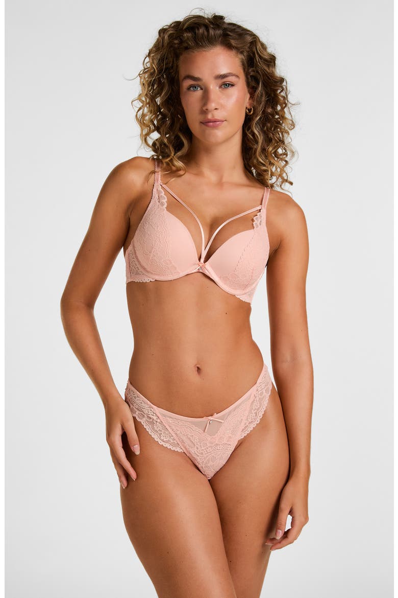 Isadora Lace Underwire Push Up Bra, Alternate, color, BLOSSOM