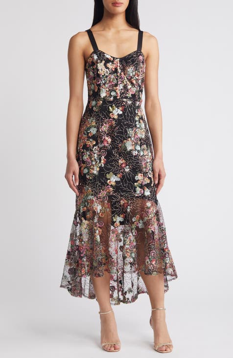 Isaac Mizrahi New Cream Embroidered Floral Mesh Bead Sequin Fit & Flare deals Dress