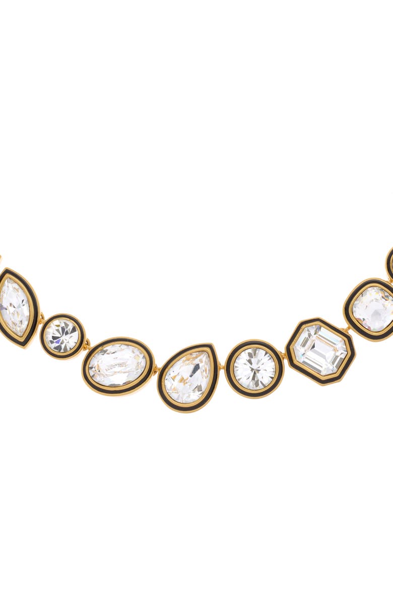 Reiss Cristiana Crystal Rock Enamel Chain Necklace, Alternate, color, Gold Tone / Clear / Black