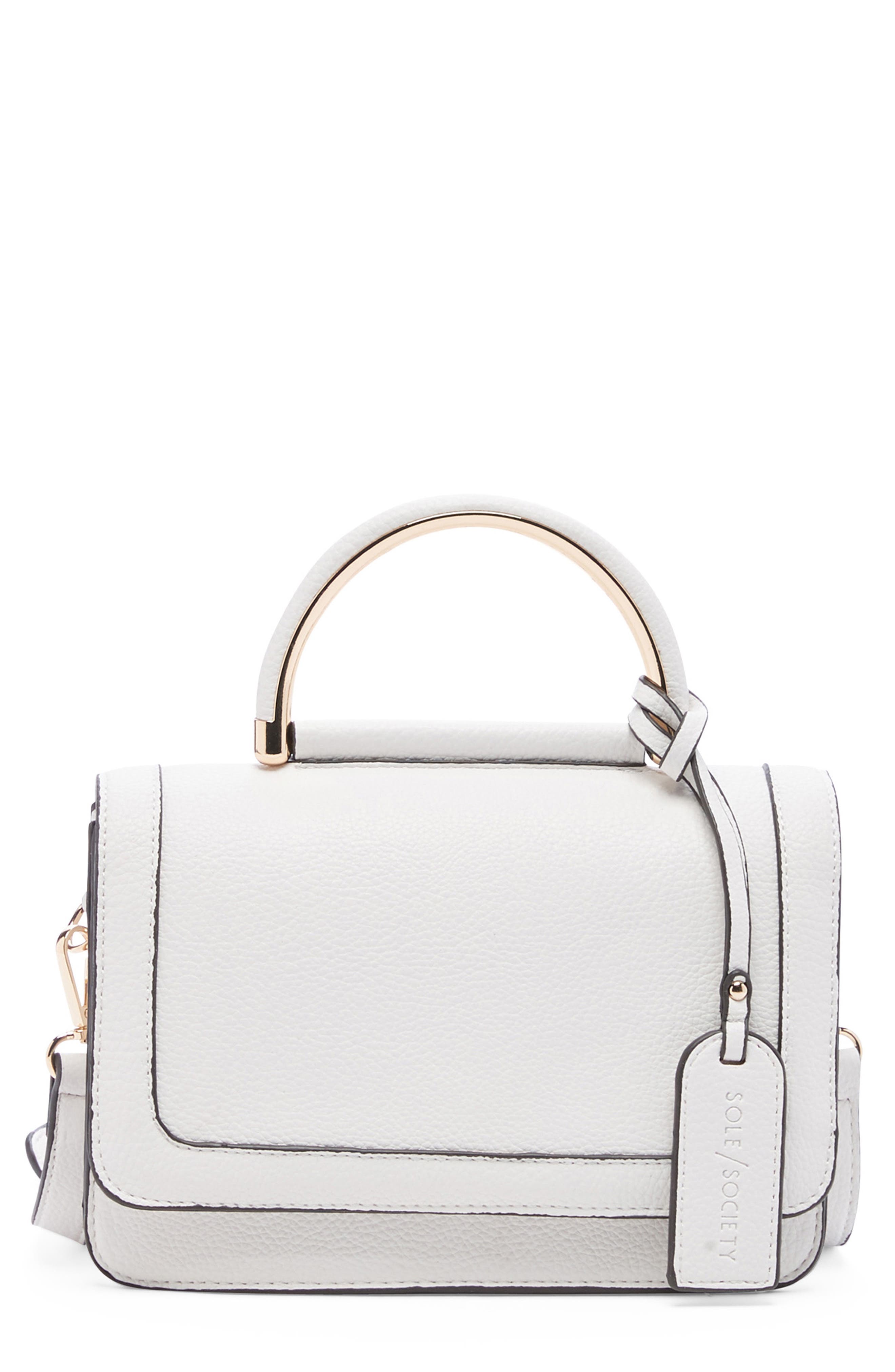 Small Evar Faux Leather Crossbody Bag, Main, color, WHITE