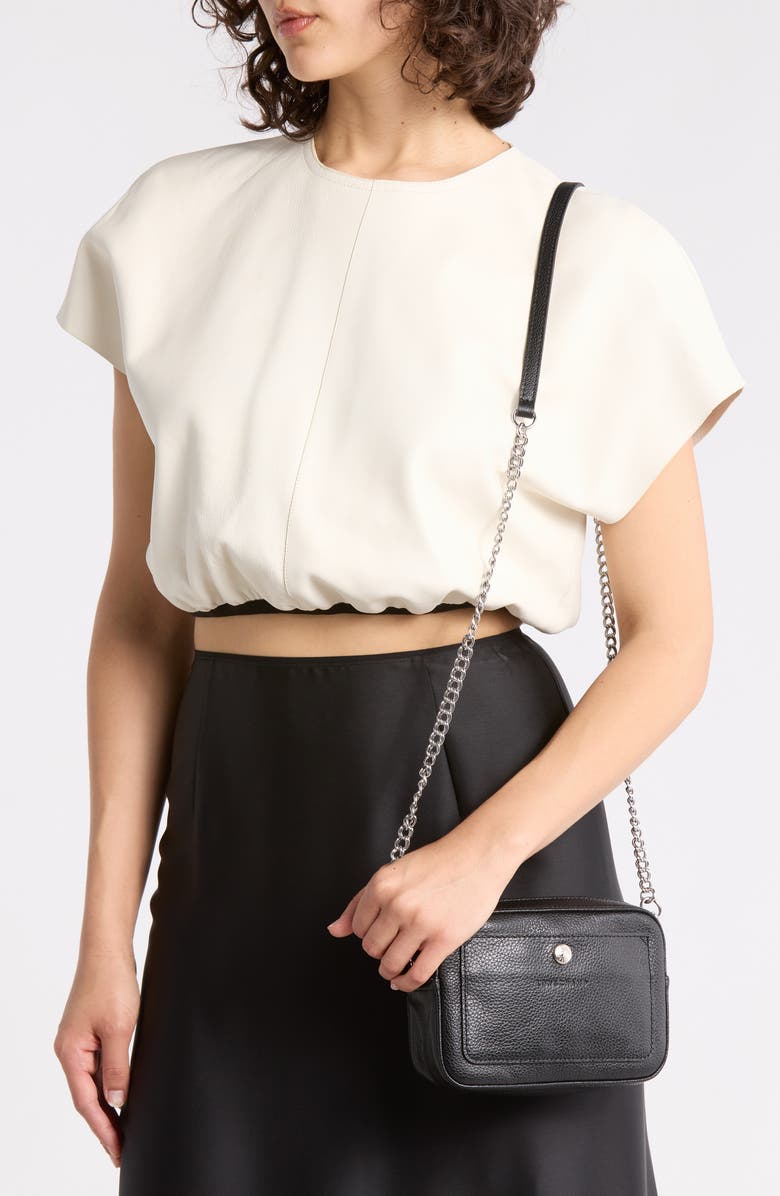 Longchamp Convertible Leather Crossbody/Belt Bag, Alternate, color, Black