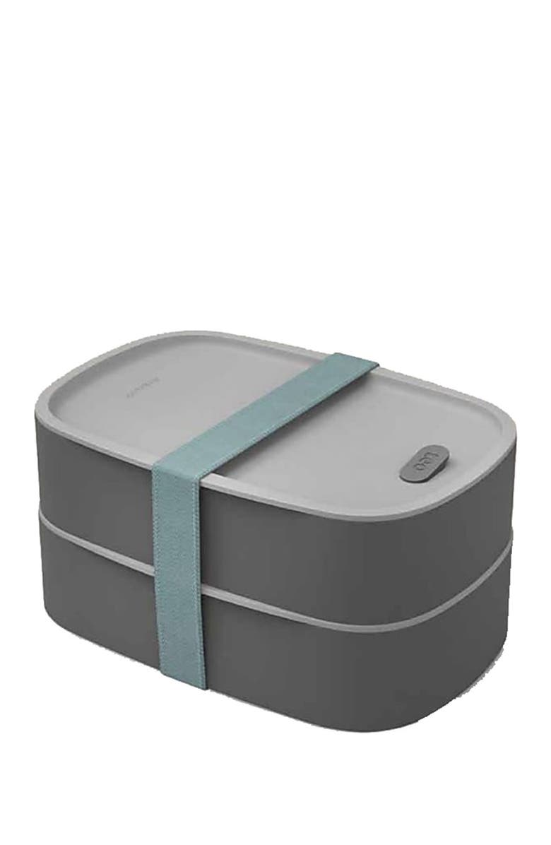BergHOFF Leo 3-Piece Dual Bento Box Set with Strap - Grey/Mint, Alternate, color, Grey