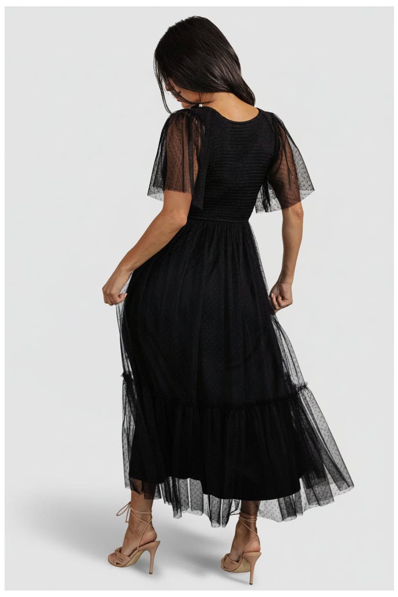 Martha Smocked Tulle Dress, Alternate, color, Black