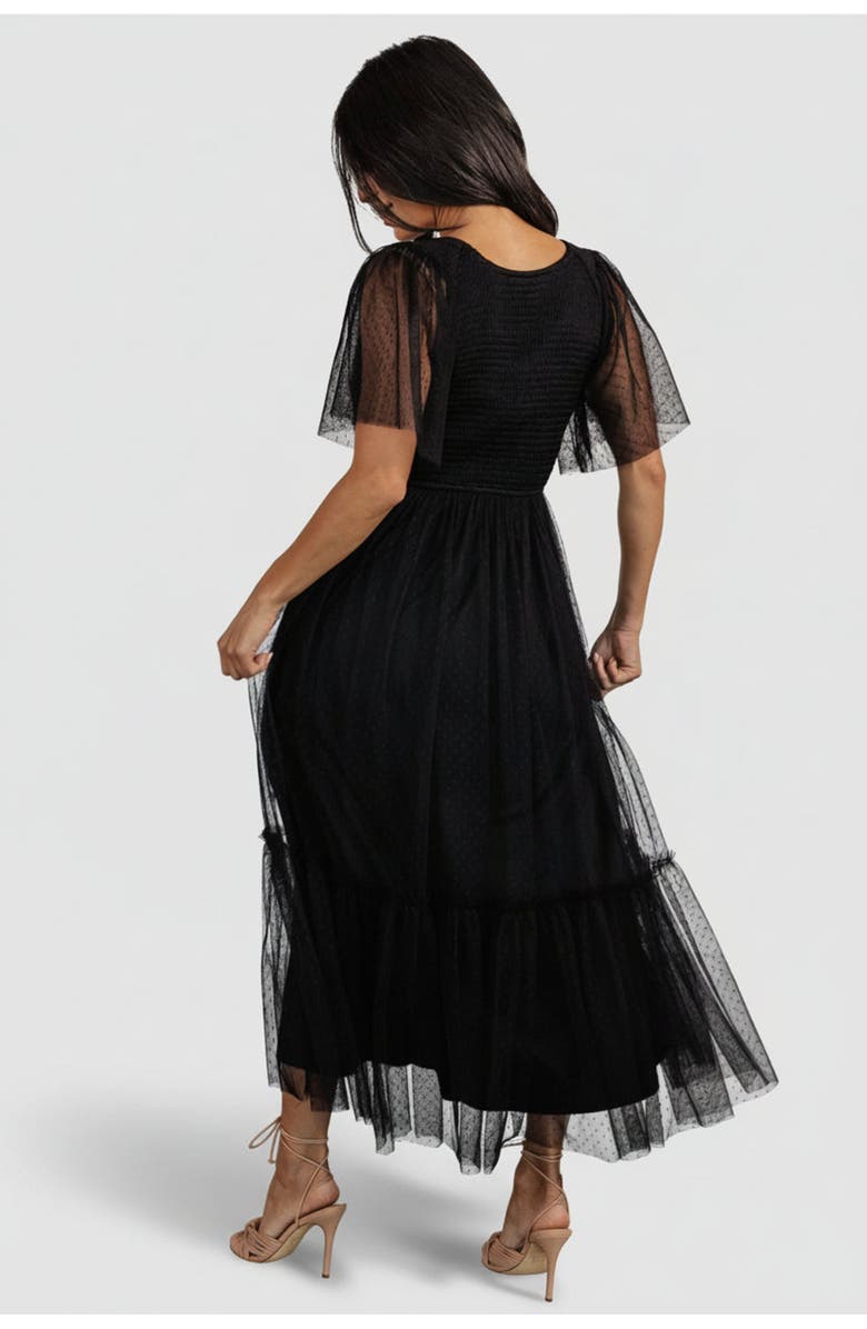 Baltic Børn Martha Smocked Tulle Dress, Alternate, color, Black