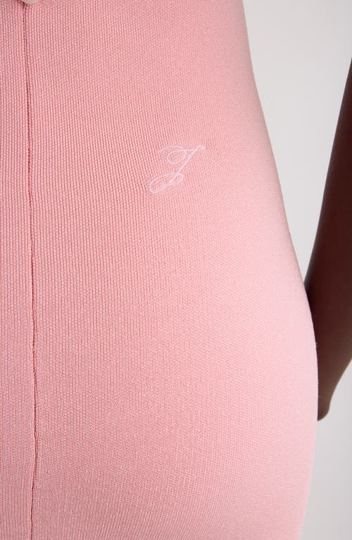 Jacquemus The Sera Strapless Embroidered Knitted Midi Dress In Pink