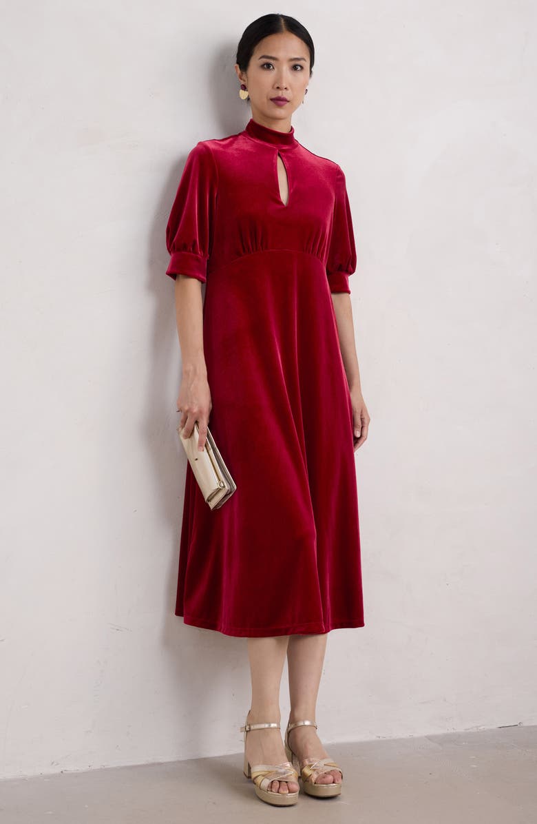 Seasalt Cornwall Four Lanes Puff Sleeve Velvet Dress, Alternate, color,