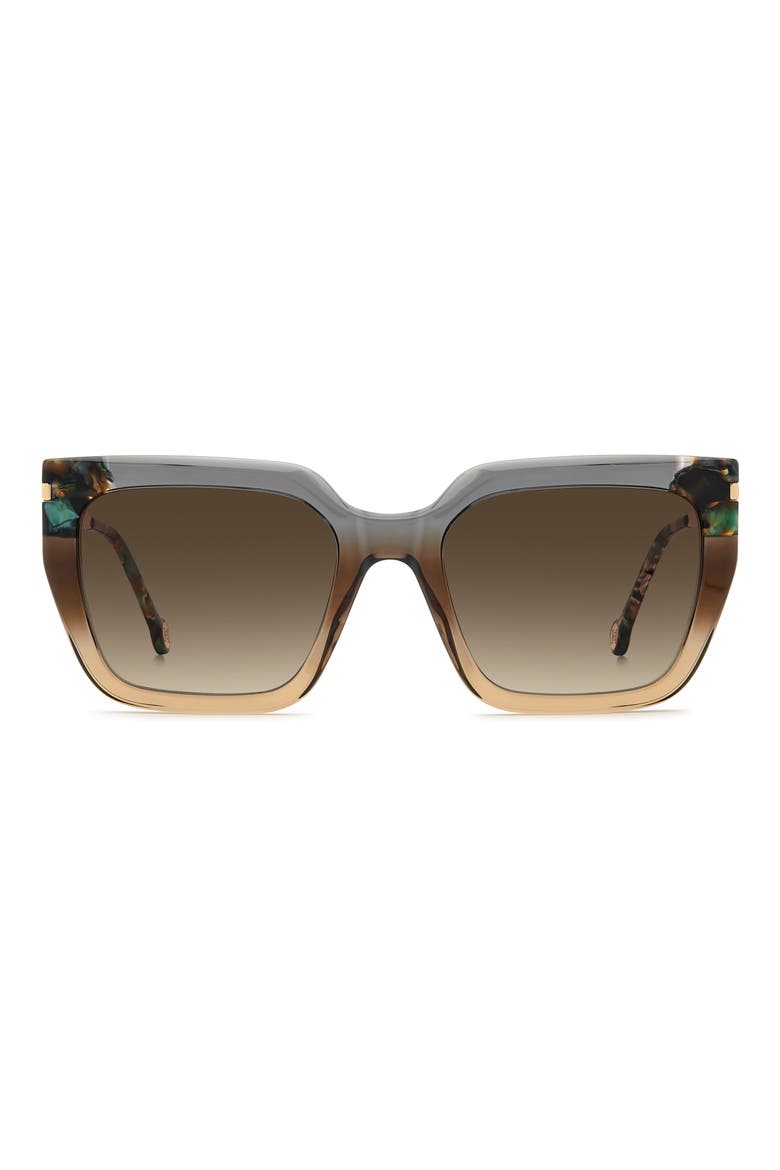 55mm Rectangular Sunglasses, Main, color, BROWN SHADED GREY/ BROWN SF