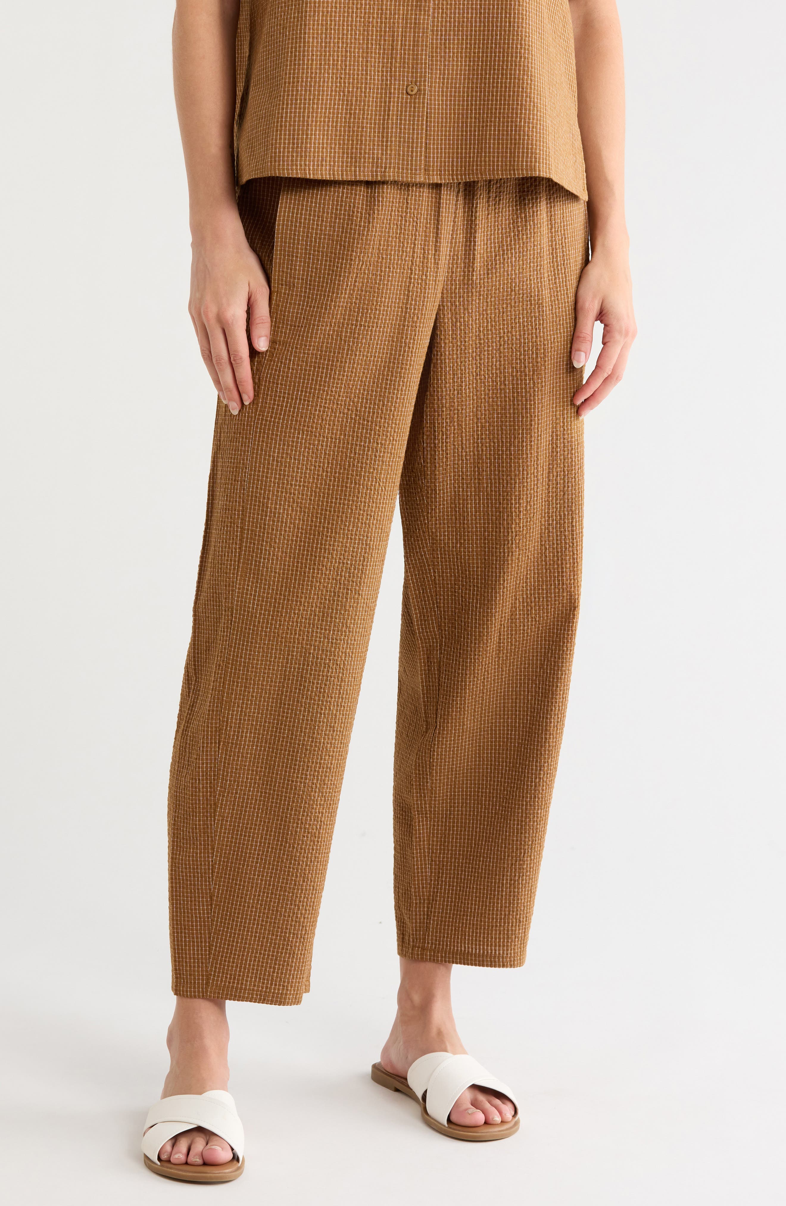 Check Organic Cotton Lantern Ankle Pants