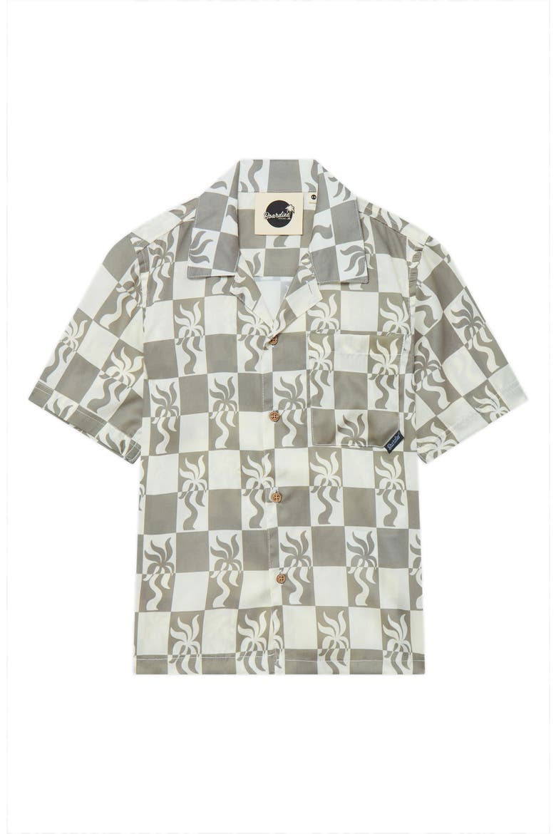Kids' Clara Palm Button-Up Shirt, Main, color, OLIVE/ CREAM