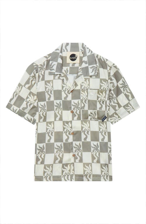 Shop Boardies Kids' Clara Palm Button-up Shirt In Olive/cream