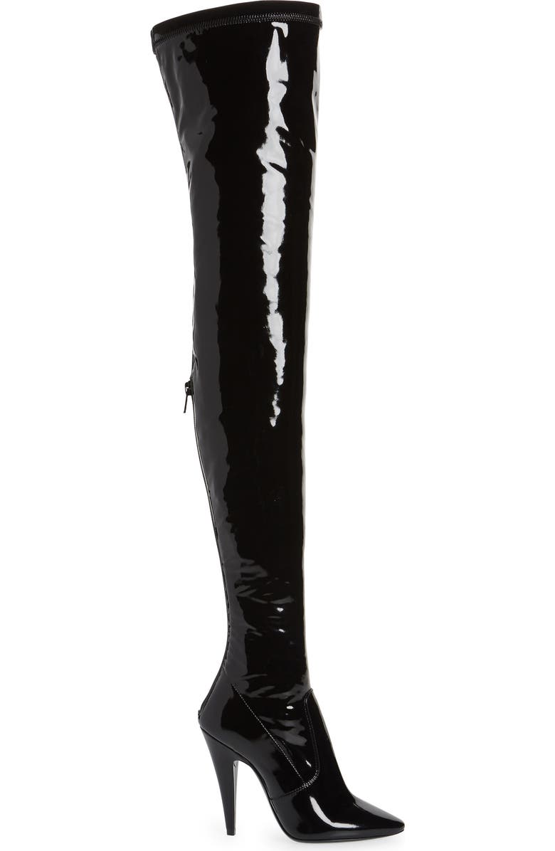 Saint Laurent Aylah Pointed Toe Thigh High Boot, Alternate, color,