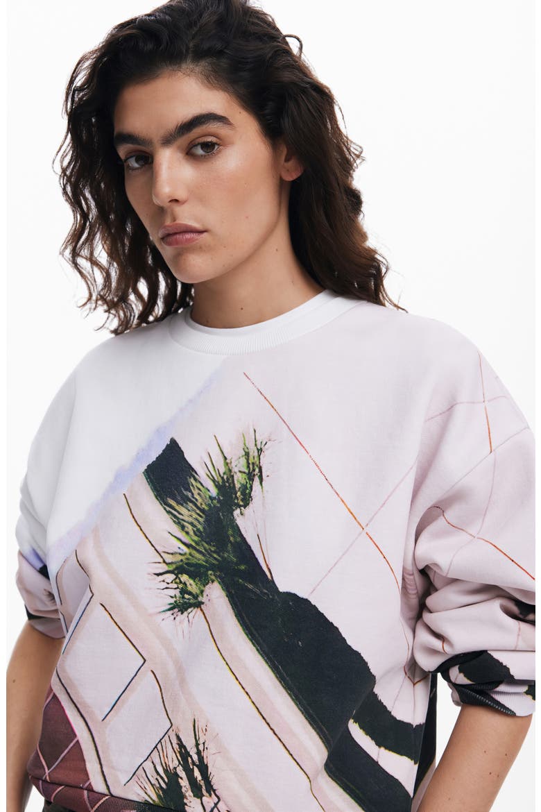 Abstract Print Crewneck Sweatshirt, Alternate, color, MATERIAL FINISHES