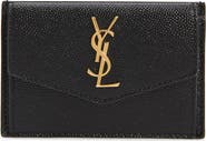 Saint Laurent Uptown Pebbled Leather Flap Card Case