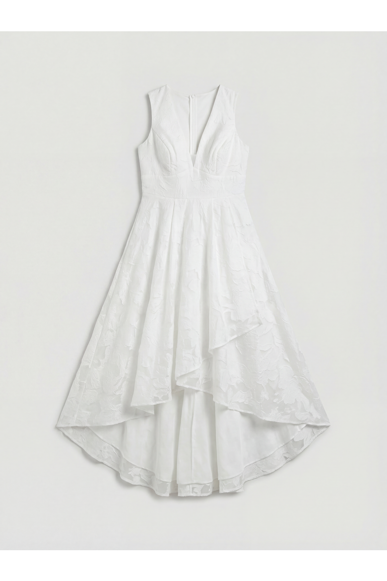 Plus Size Plunge Neck Maxi Wedding Dress, Alternate, color, Ivory
