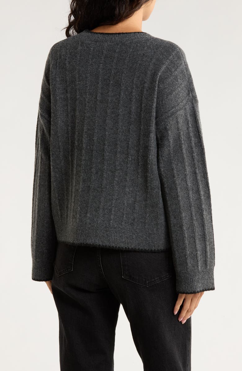 Elodie Contrast Stitch Pullover Sweater, Alternate, color, Charcoal